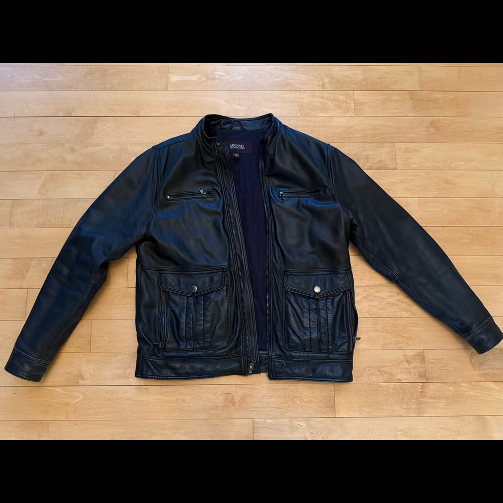 Men’s Black Leather Micheal Kors Jacket Size M